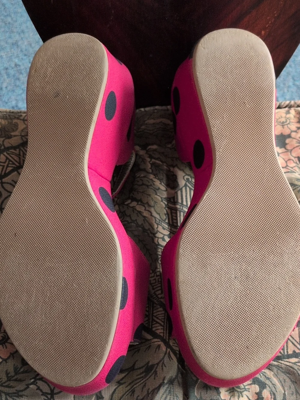 Dolce&Gabanna Girls Sz 34 Red/Blk Polka Dot Wedge Sandals with Ankle Strap